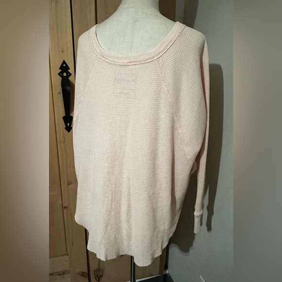 EUC Free People Peach Pink Graphic Elephant Long Sleeve Waffle Top - Picture 5 of 6